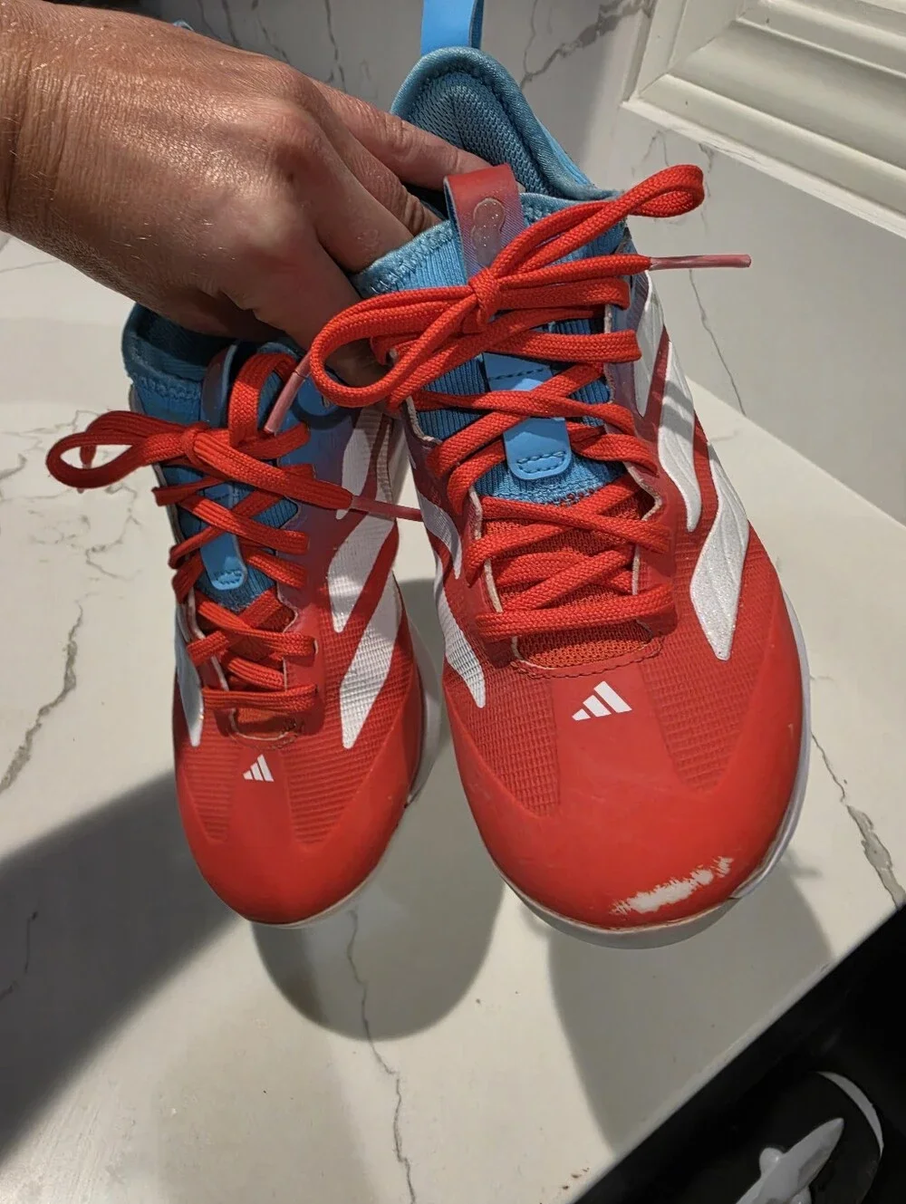 Adidas Adizero Impact Youth Baseball Cleats Size 3Y Red Blue Silver